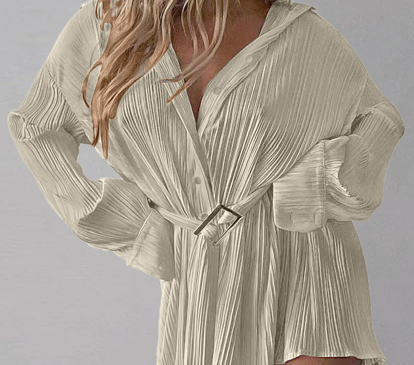 Button Up Dropped Shoulder Shirt Dress