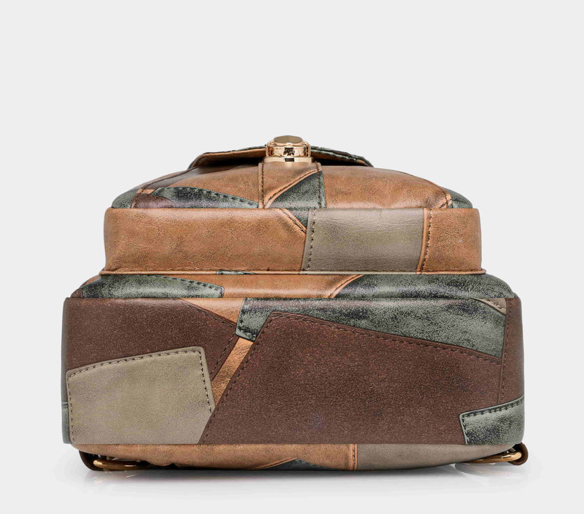 PU Leather Color Block Crossbody Bag