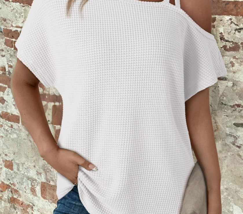 Asymmetrical Neck Short Sleeve T-Shirt