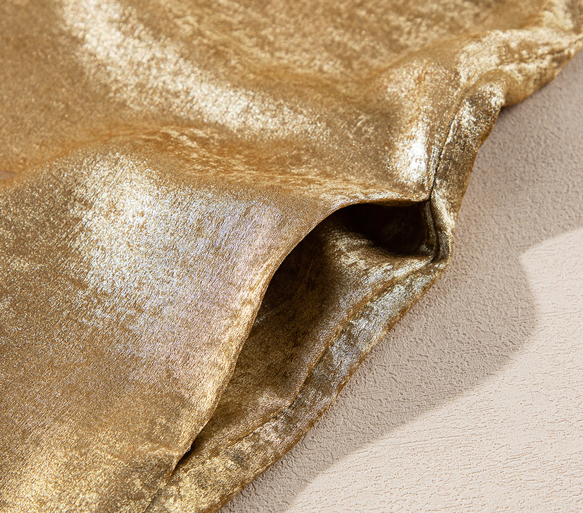 Gold Metallic Luster Crewneck Mini T-Shirt Dress