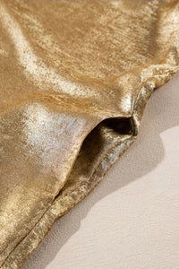 Gold Metallic Luster Crewneck Mini T-Shirt Dress