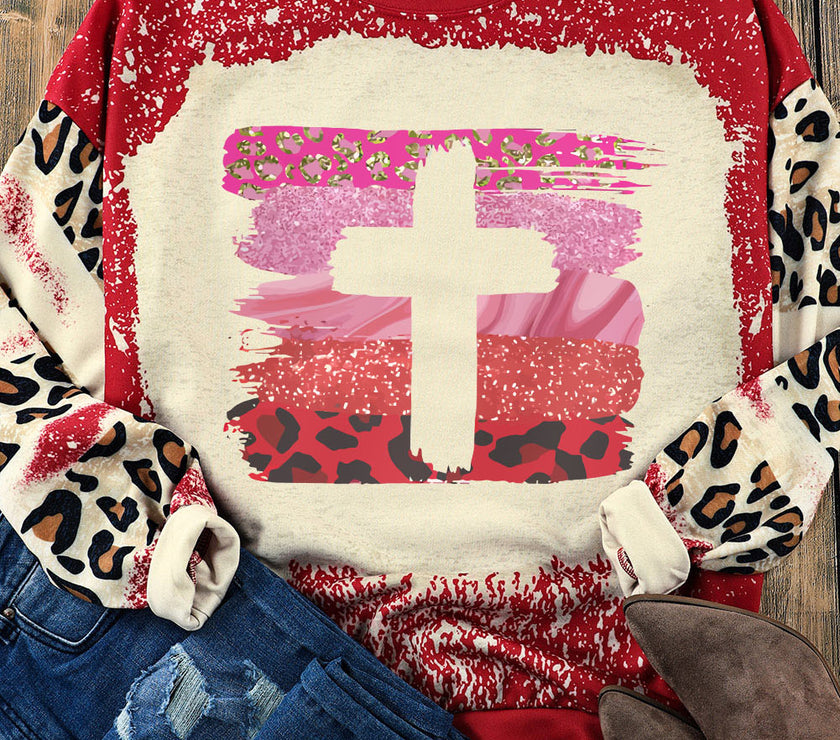 Leopard Round Neck Dropped Shoulder Sweatshirt