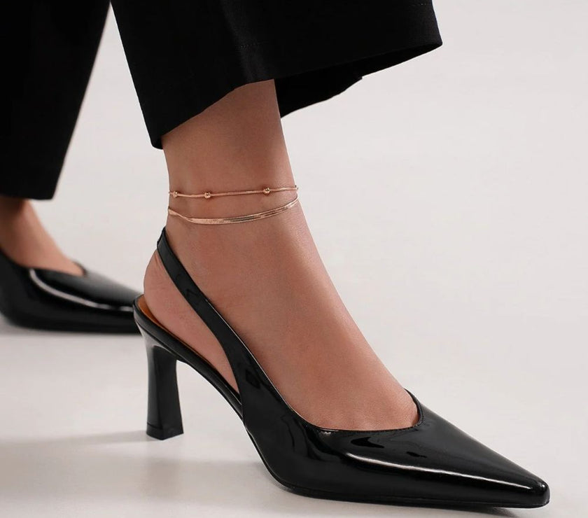 Beast Fashion Faux Leather Point Toe Slingback Pumps