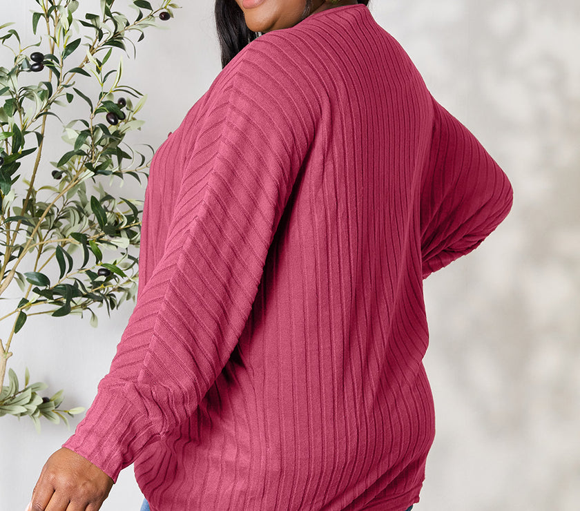 Basic Bae Full Size Ribbed Cocoon Cardigan