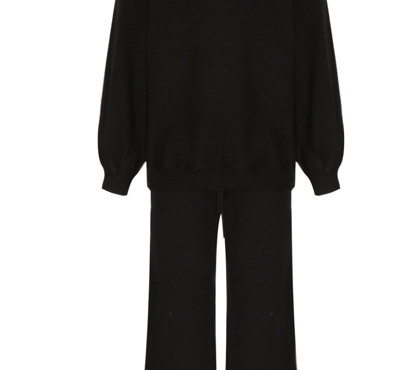 Round Neck Long Sleeve Top and Pants Set