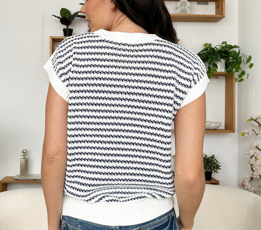 Striped Round Neck Sweater Vest