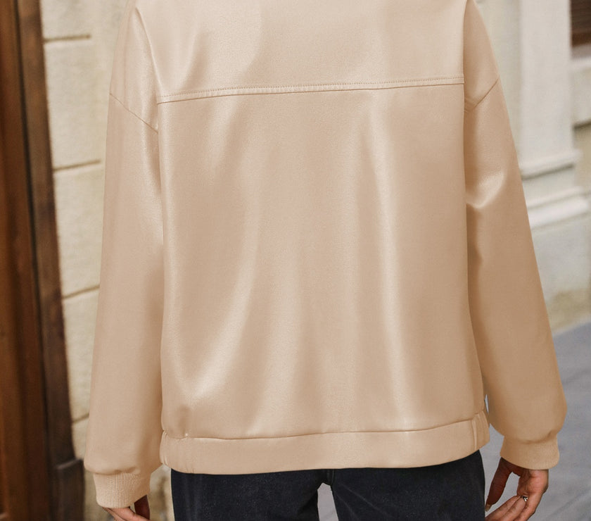 Ivy Lane Zip Up Baseball Collar Dropped Shoulder Jacket