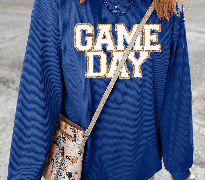 GAME DAY Round Neck Long Sleeve Sweatshirt