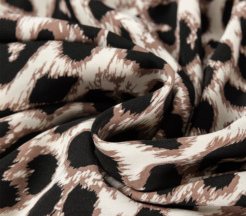 Cutout Back Leopard V-Neck Short Sleeve Mini Dress