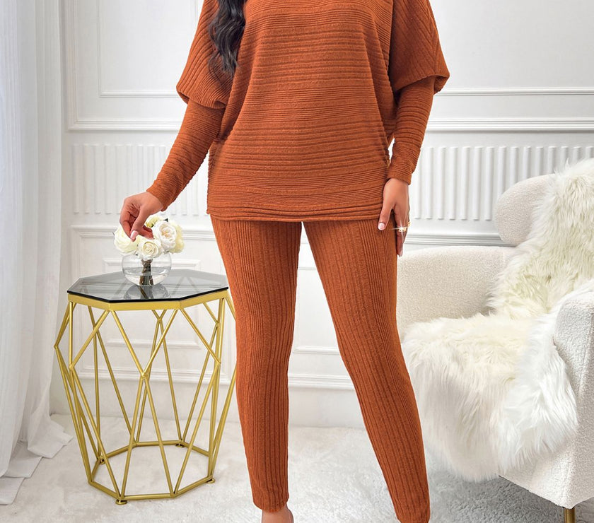 Turtleneck Batwing Sleeve Top and Pants Set