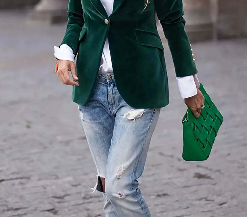 Lapel Collar One Button Blazer