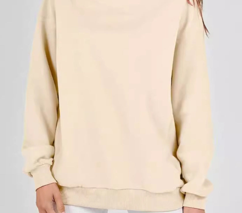 Mock Neck Drop Shoulder Long Sleeve Sweatshirt