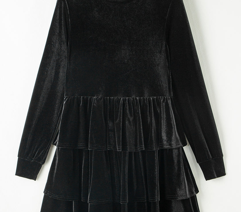 Ruffled Layered Long Sleeve Mini Dress