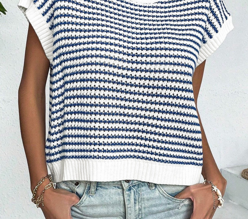 Striped Round Neck Sweater Vest