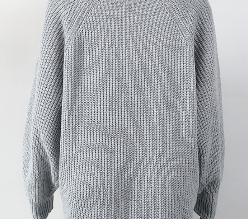 Mock Neck Dropped Shoulder Sweater Dress