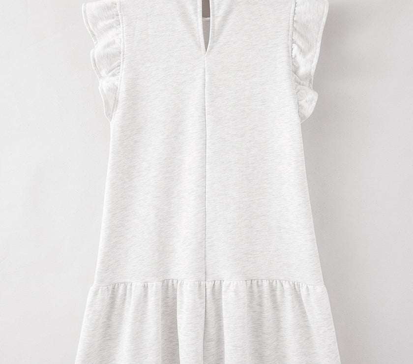 Ruffled Round Neck Cap Sleeve Mini Dress