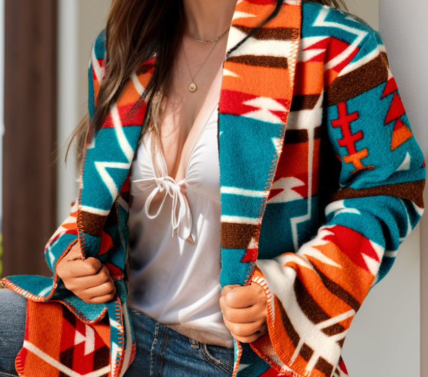 Collared Neck Long Sleeve Jacket