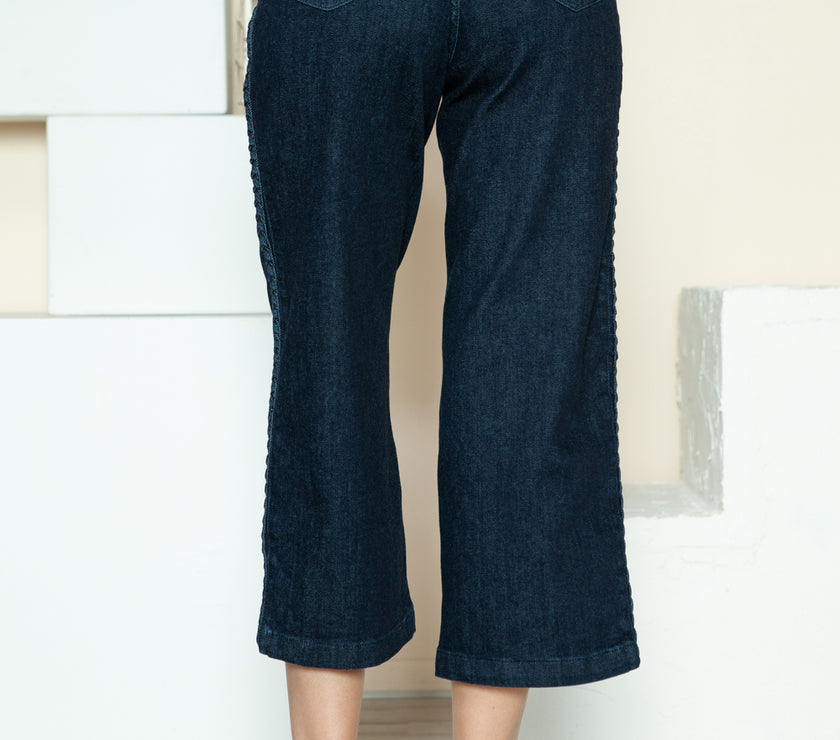 Judy Blue Full Size Side Seam Braid Detail Crop Wide Leg Jeans