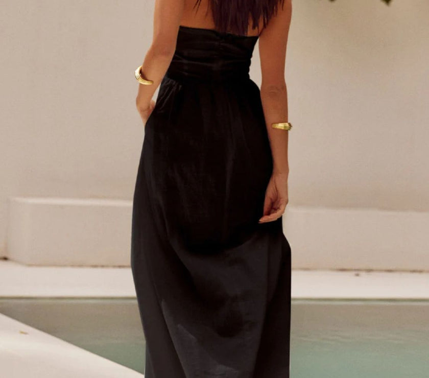 Halter Neck Maxi Dress with Pockets