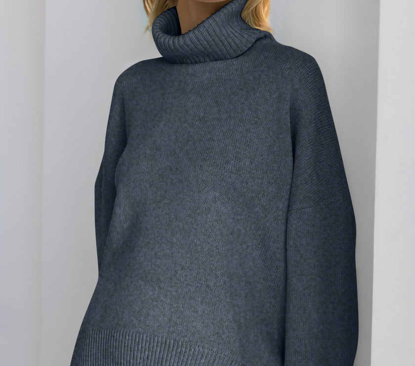 Basic Bae Turtleneck Dropped Shoulder Long Sleeve Sweater