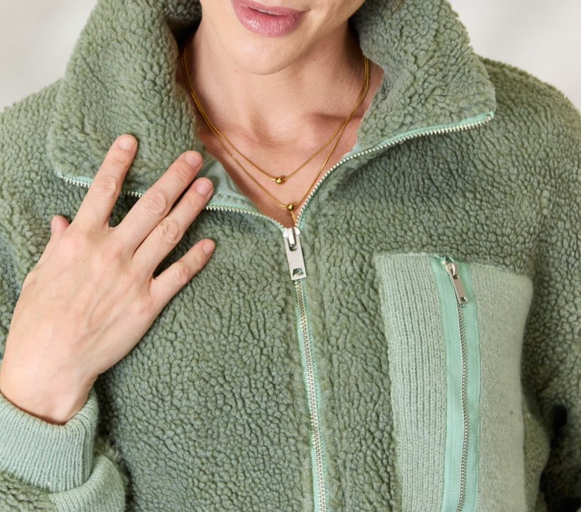 Heimish Full Size Zip Up Collared Neck Jacket