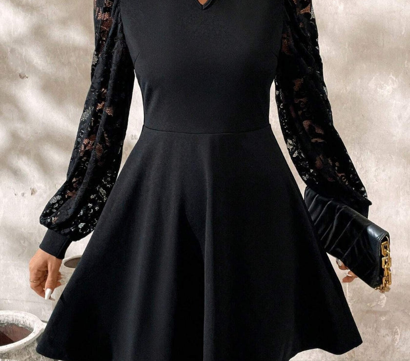 Cutout Lace Long Sleeve Mini Dress