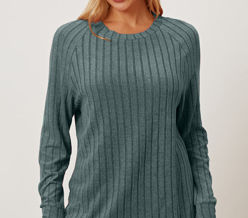 Basic Bae Full Size Ribbed Thumbhole Sleeve T-Shirt