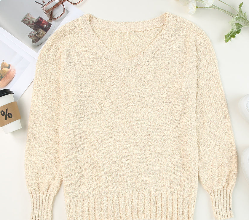 V-Neck Dropped Shoulder Sweater