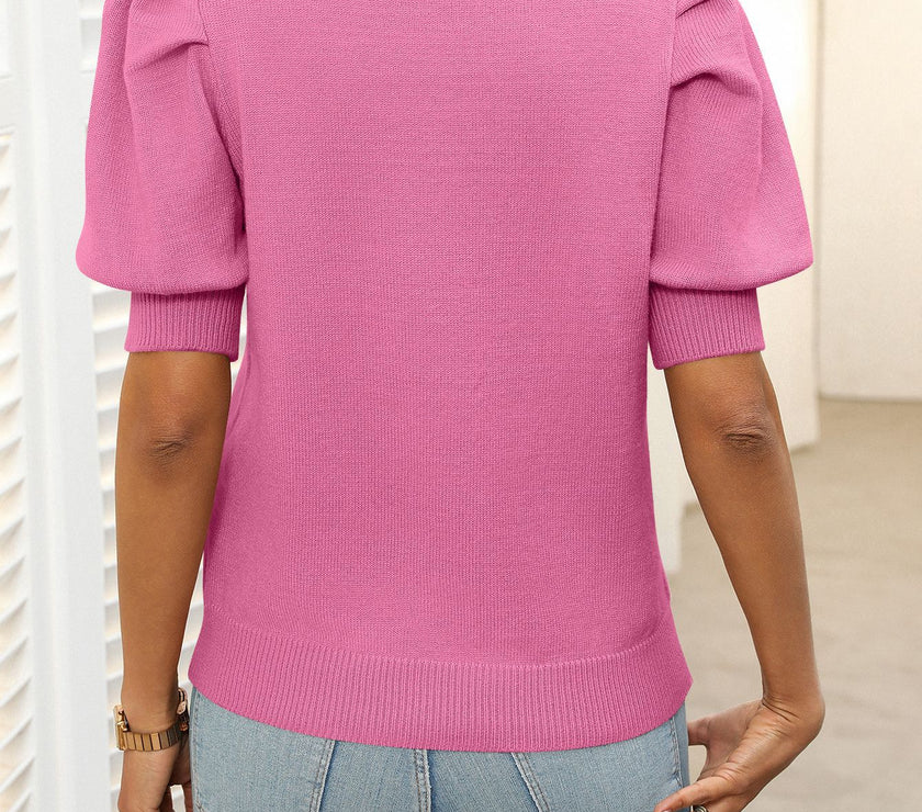 Mandy Mock Neck Puff Sleeve Sweater