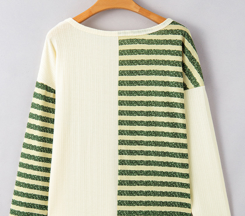Striped Round Neck Long Sleeve Top