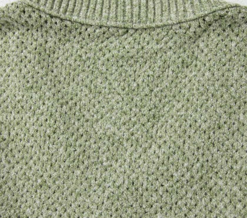 V-Neck Dropped Shoulder Long Sleeve Sweater