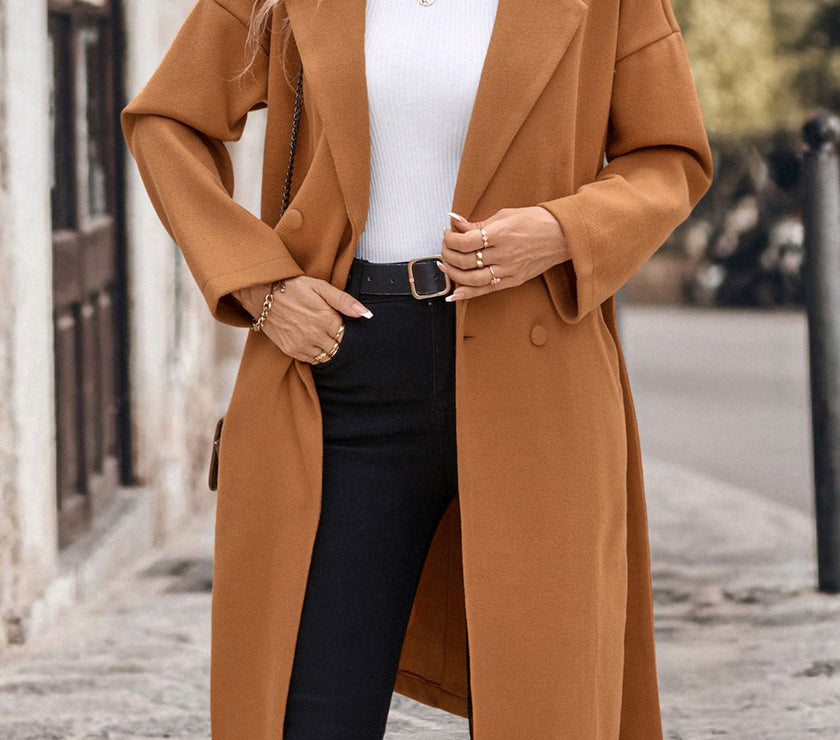 Perfee Dropped Shoulder Tie Waist Coat