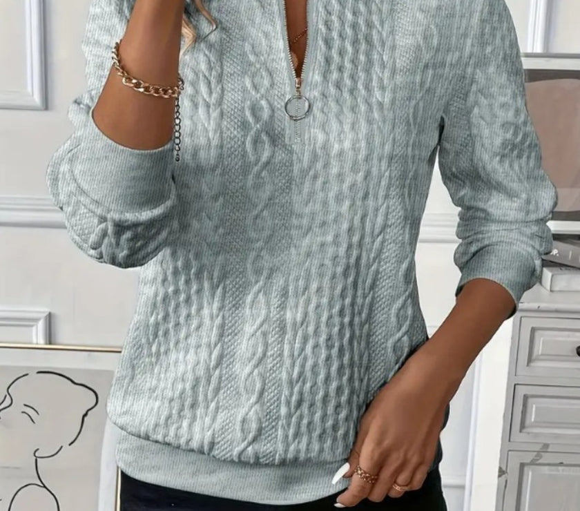 Texture Half Zip Long Sleeve Sweatshirt