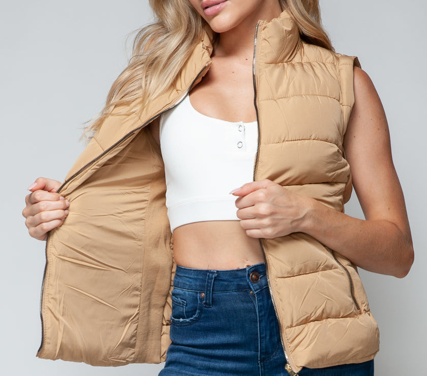 Snobbish Zip Up Turtleneck Vest with Pockets
