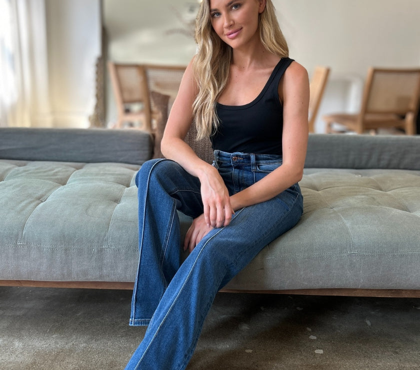 Judy Blue Full Size High Waist Front Seam Detail Straight Jeans