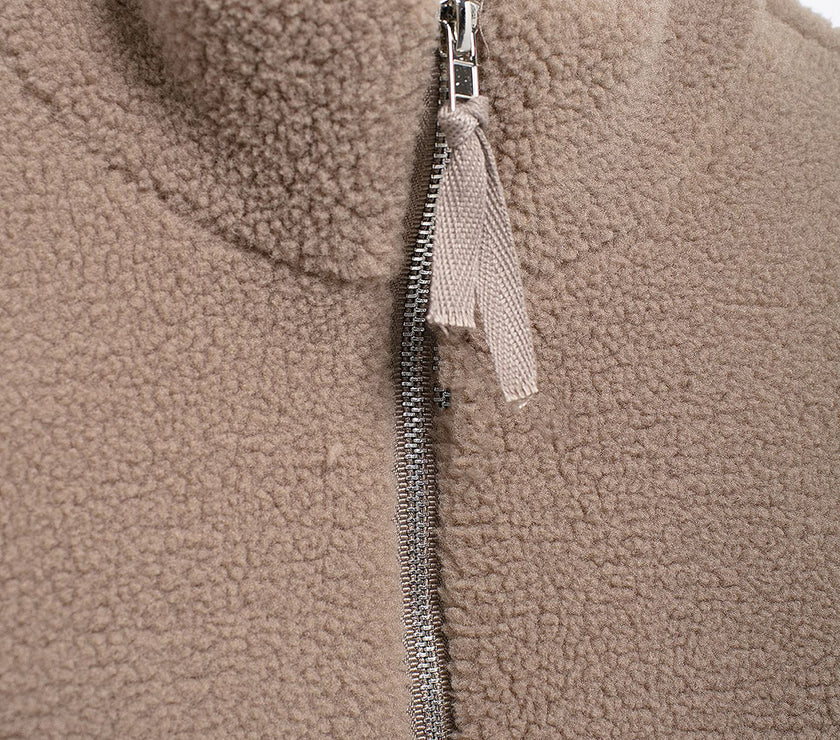 Turtleneck Zip Up Long Sleeve Plush Jacket