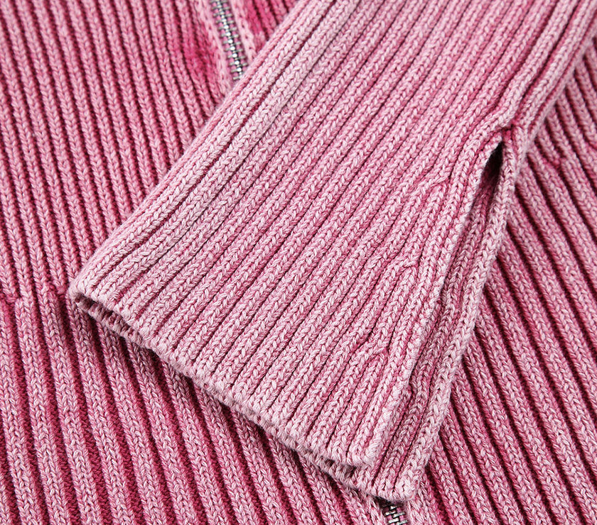 Double Take Ribbed Off-Shoulder Zip Up Long Sleeve Cardigan