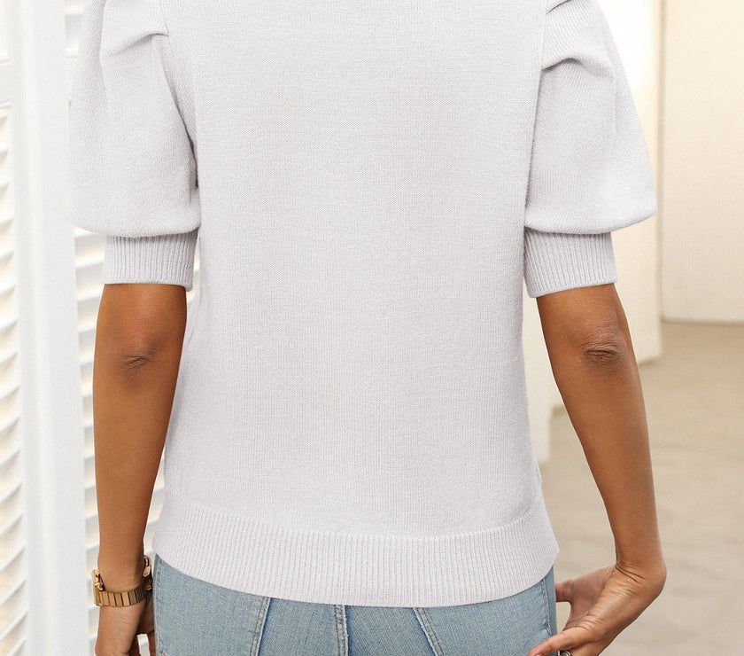 Mandy Mock Neck Puff Sleeve Sweater