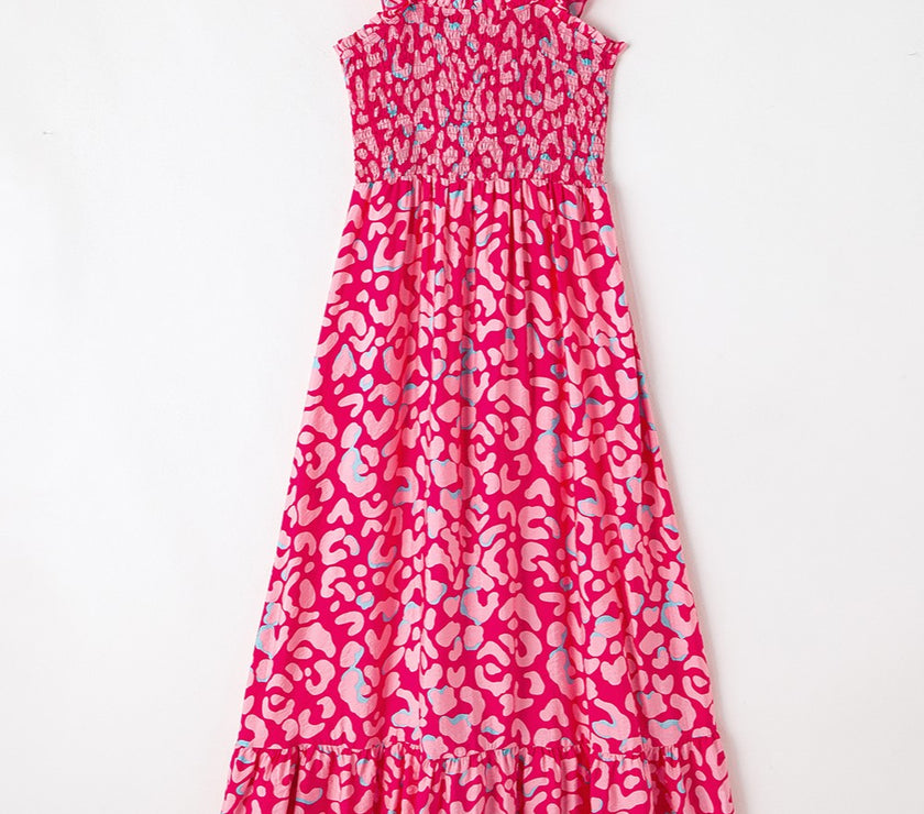 Ruffled Printed Wide Strap Dress