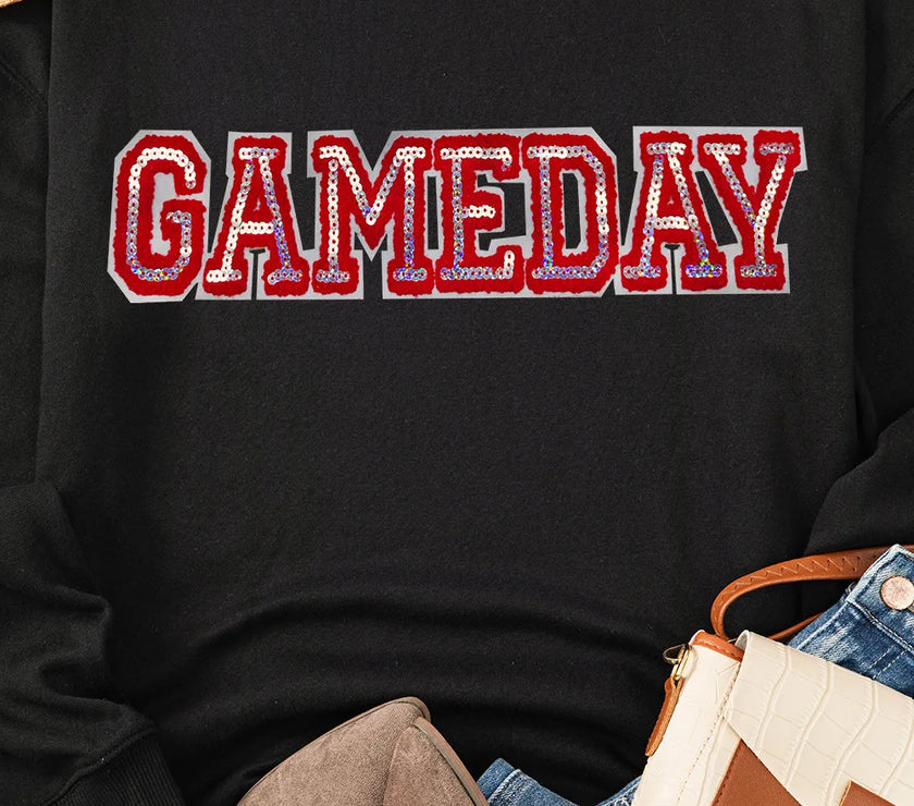 GAME DAY Round Neck Long Sleeve Sweatshirt