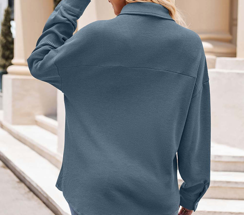 Mandy Collared Neck Dropped Shoulder Shirt