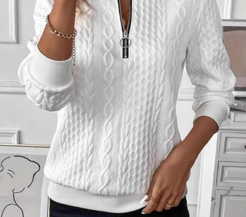 Texture Half Zip Long Sleeve Sweatshirt