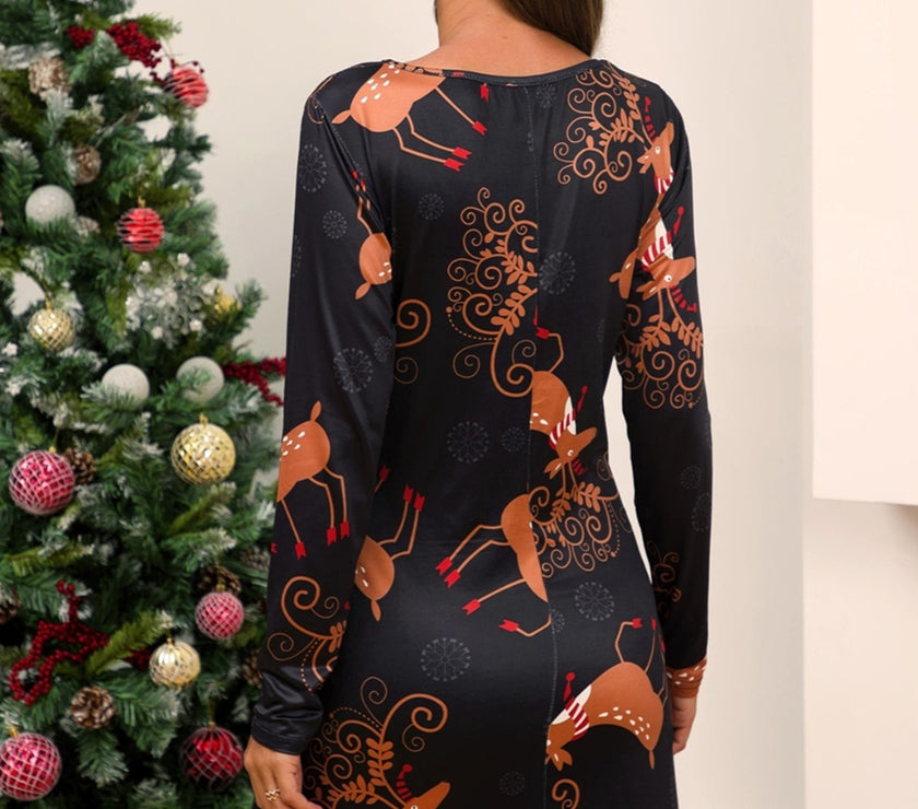 Full Size Christmas Long Sleeve Dress