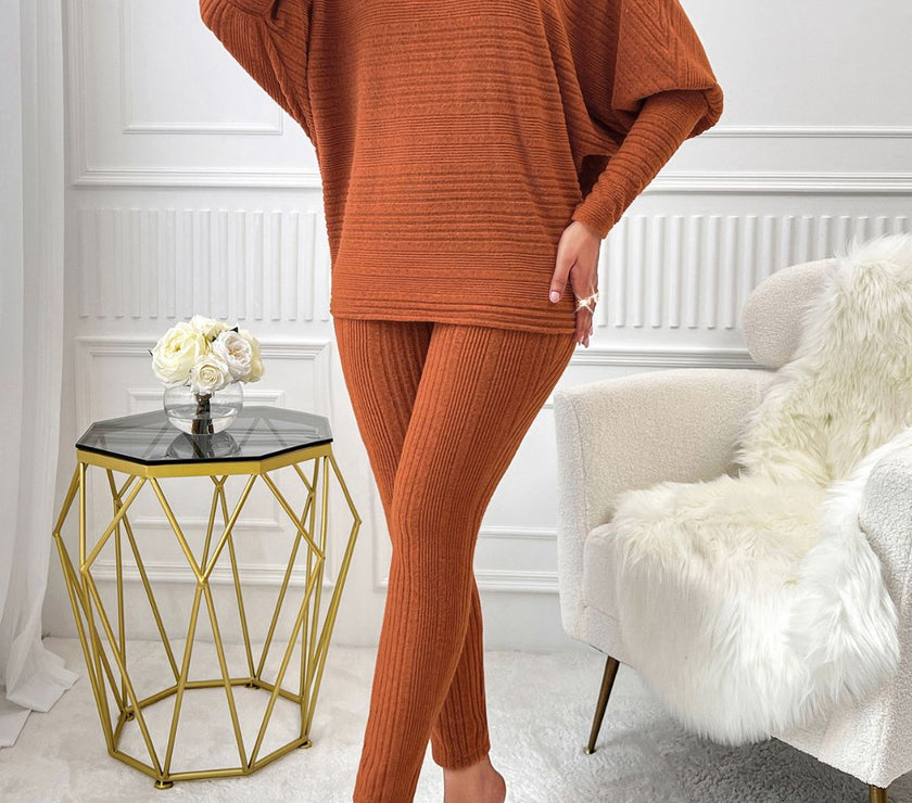 Turtleneck Batwing Sleeve Top and Pants Set