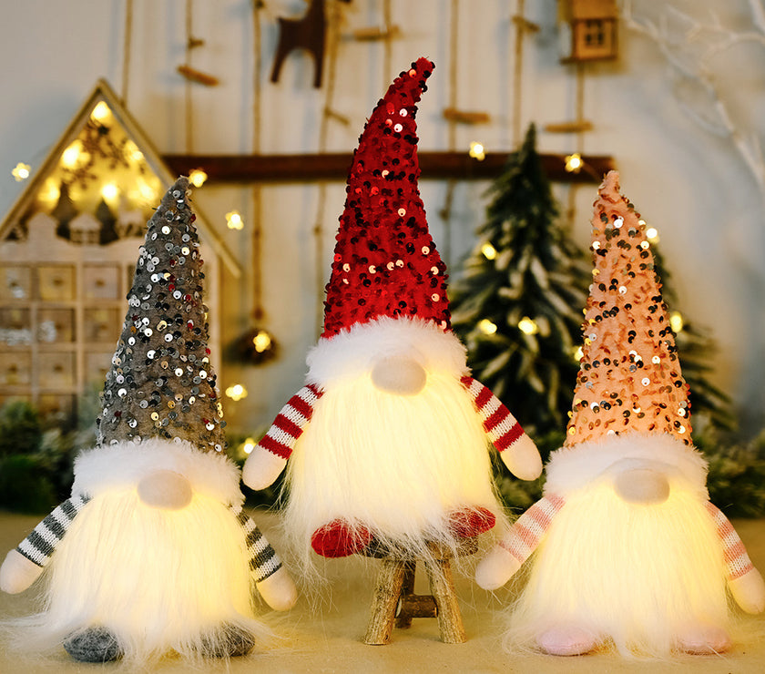 Sequin Light-Up Faceless Gnome