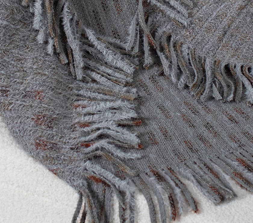 Fringe Open Front Half Sleeve Poncho