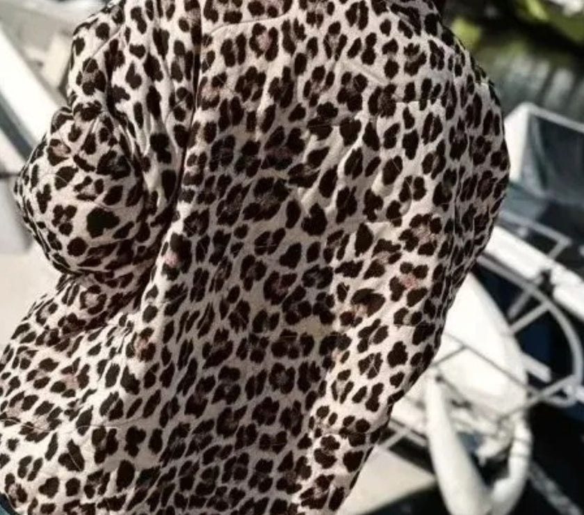 Leopard Open Front Long Sleeve Outerwear