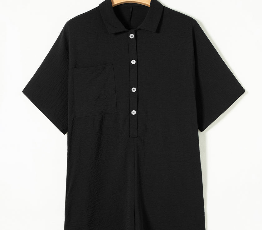 Half Button Collared Neck Romper