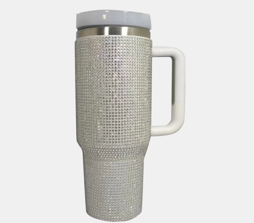 Rhinestone Stainless Steel Tumbler with Straw