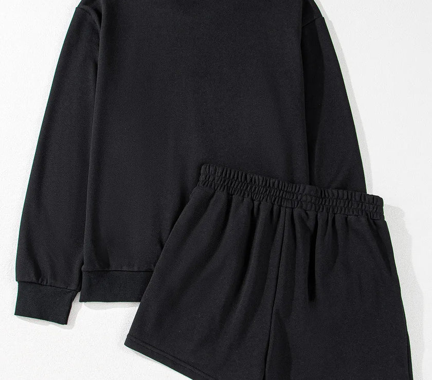 GAME DAY Football Round Neck Long Sleeve Top and Shorts Set